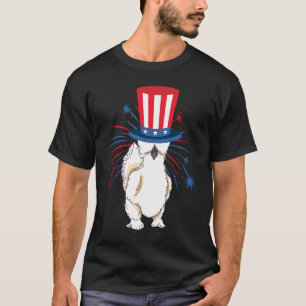 Camiseta Pollo Sedoso Silkie Gráfico Patriótico Divertido