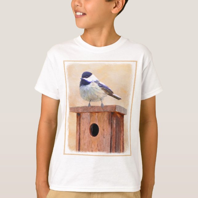 Camiseta Pollo sobre pintura de pájaros original (Anverso)