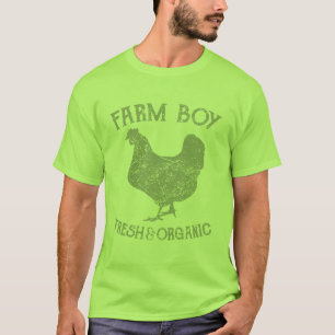 Camiseta Pollo Vintage Fresco y Orgánico Granjero Ilustrati