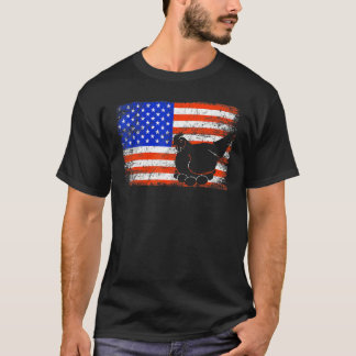 Camiseta Pollo Vintage Pájaro Bandera Americana Pollo 4 De