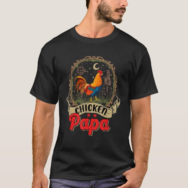 Camiseta Pollo vintage Papa disfraz agricultor Fami (Anverso)