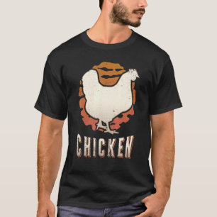 Camiseta Pollo Vintage Retro Clásico Animal Atardecer