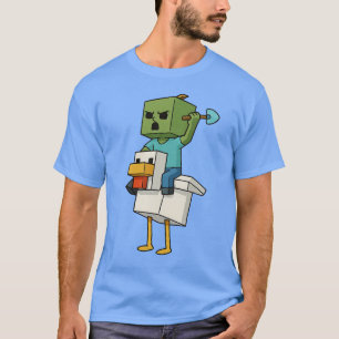 Camiseta Pollo Zombie Jinete Zombie Pixel Gamer Divertido