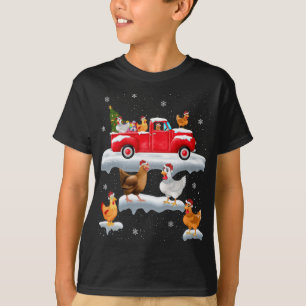 Camiseta Pollos conduciendo árbol de Navidad Pollo de camió