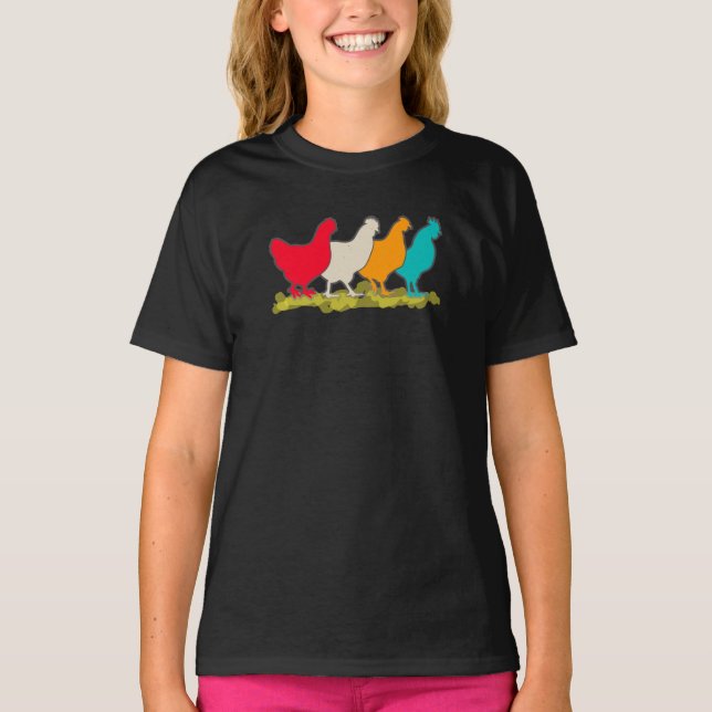 Camiseta Pollos De Diferentes Colores (Anverso)