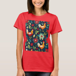 Camiseta Pollos De Granja Y Poinsettias
