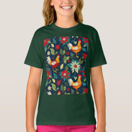 Camiseta Pollos De Granja Y Poinsettias