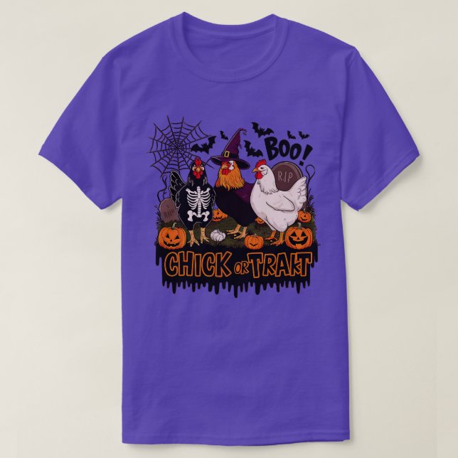 Camiseta Pollos de Halloween de pollo o de trucha (Diseño del anverso)