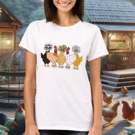 Camiseta Pollos de patio trasero dibujados a mano