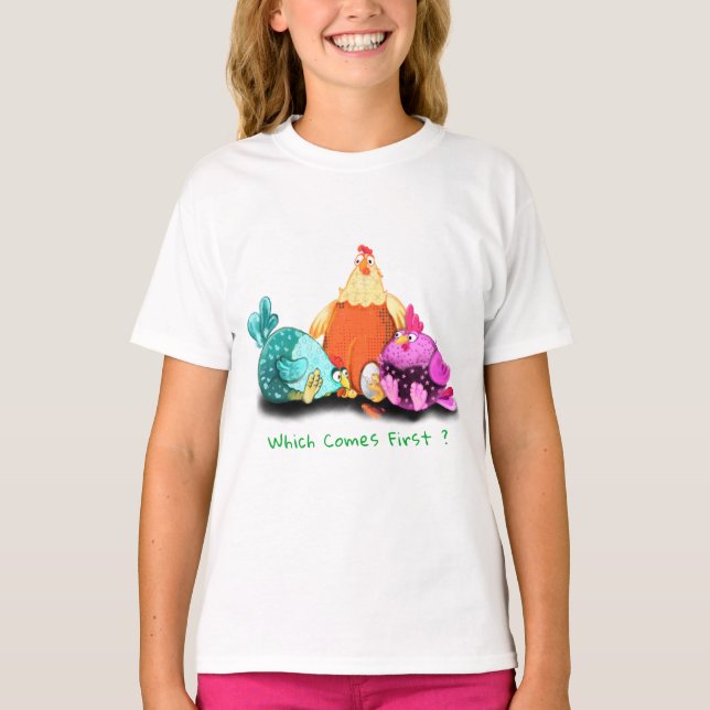 Camiseta Pollos divertidos esperando el huevo para incubar  (Anverso)