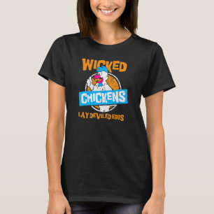 Camiseta Pollos malvados Lay Granja de pollo con huevos vis