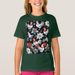 Camiseta Pollos Y Poinsettias navidades