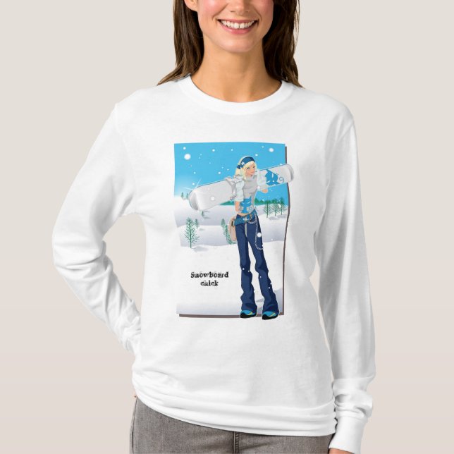Camiseta Polluelo de la snowboard (Anverso)