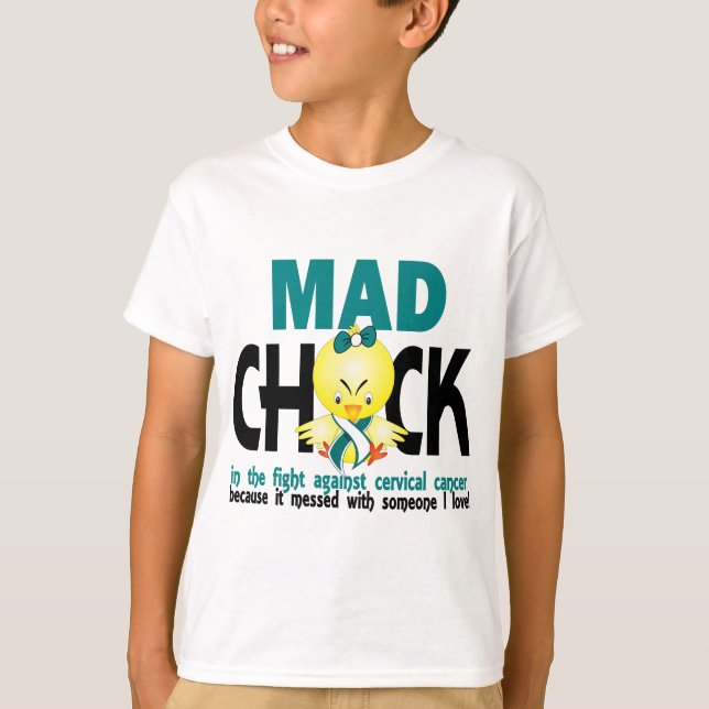 Camiseta Polluelo enojado en el cáncer de cuello del útero (Anverso)
