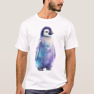 Camiseta Polluelos de pingüino galáctico con acuarela vibra