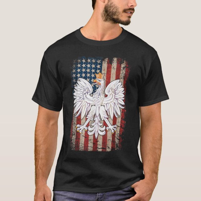 Camiseta Polonia: Águila polaca Bandera estadounidense Orgu (Anverso)