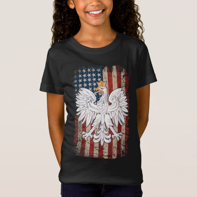 Camiseta Polonia: Águila polaca Bandera estadounidense Orgu (Anverso)