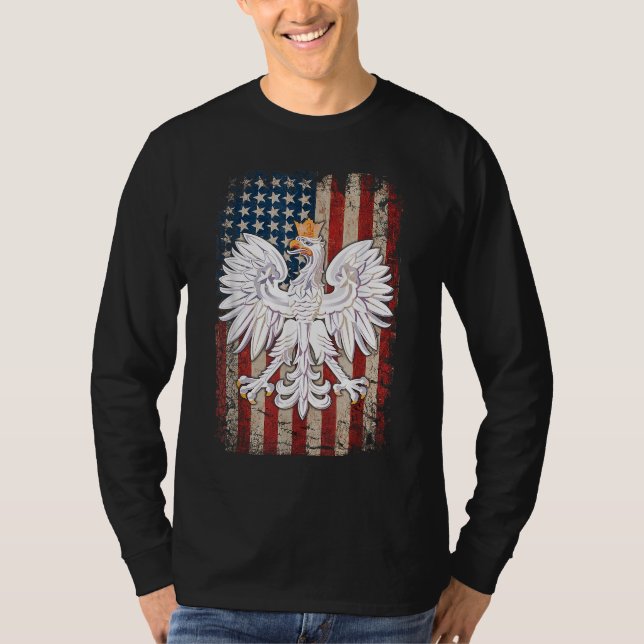 Camiseta Polonia: Águila polaca Bandera estadounidense Orgu (Anverso)
