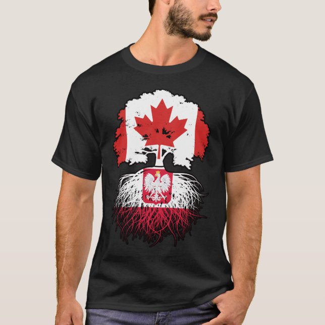 Camiseta Polonia Bandera polaca de árboles de Canadá canadi (Anverso)