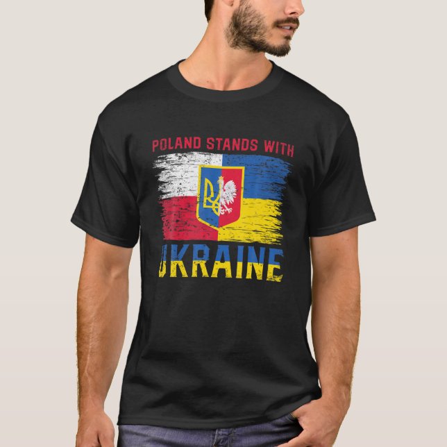 Camiseta Polonia está con Ucrania Bandera Ucraniana Polaca  (Anverso)