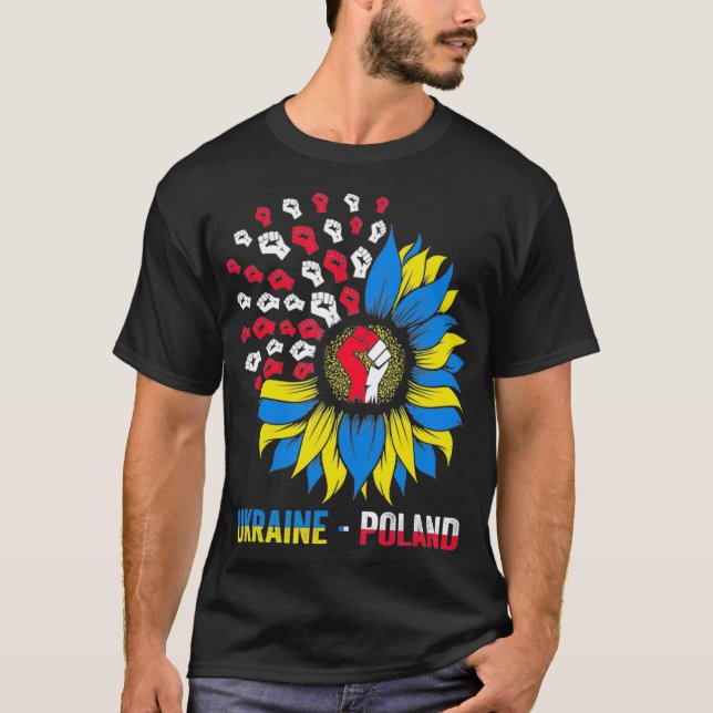 Camiseta Polonia está de pie con Ucrania Bandera polaca (Anverso)