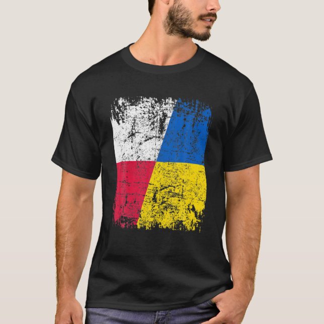 Camiseta Polonia se pone de pie con Ucrania Vino de bandera (Anverso)