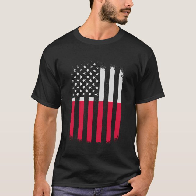 Camiseta Polonia Y Estados Unidos Bandera Bandera Norteamer (Anverso)
