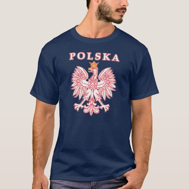 Camiseta Polska con el polaco Eagle del rojo (Anverso)