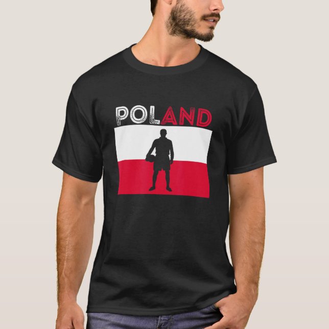 Camiseta Polska, jugador de fútbol de bandera de Polonia, c (Anverso)