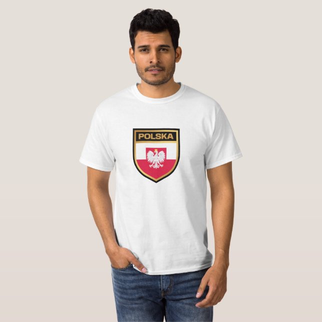 Camiseta Polska / Polonia Bandera Escudo y Emblem T-Shirt (Anverso completo)