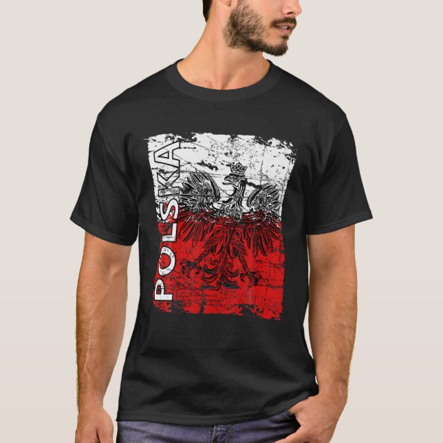 Camiseta Polska Polonia Escudo de Águila de Armas Hombres (Anverso)