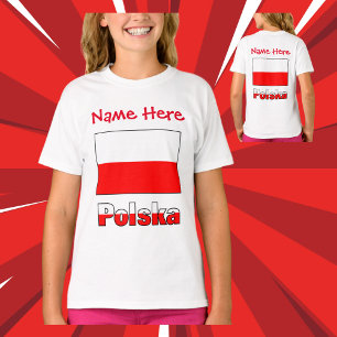 Camiseta Polska y bandera polaca roja personalización niña