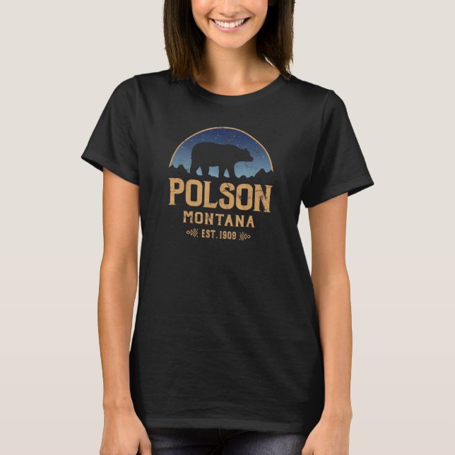 Camiseta Polson Montana MT Big Sky Country Bear & Mountains (Anverso)