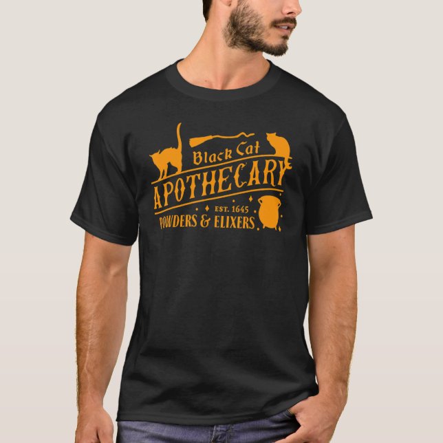 Camiseta Polvo Apothecary De Gato Negro Y Elixers Hal Feliz (Anverso)