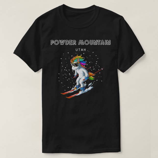 Camiseta Polvo Montaña Utah Unicorn USA Ski 80 Retro Gif (Diseño del anverso)