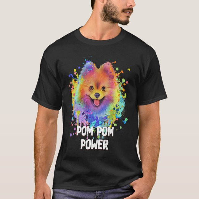 Camiseta Pom Pom Power  Pomeranian Humor Toy Breed Animal P (Anverso)