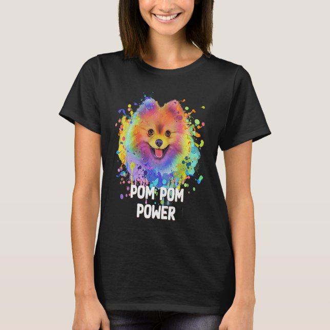 Camiseta Pom Pom Power  Pomeranian Humor Toy Breed Animal P (Anverso)