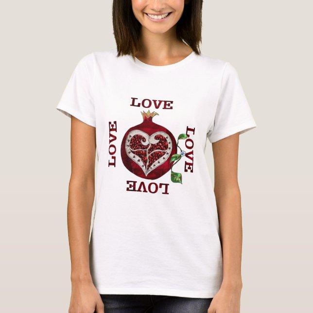 Camiseta Pomegranate Heart LOVE Valentine (Anverso)