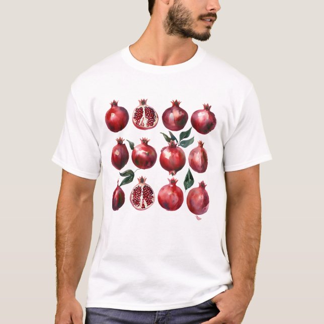 Camiseta Pomegranate Watercolor Art (Anverso)