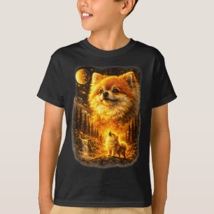 Camiseta Pomerania aullando a la luna vintage 90s retro