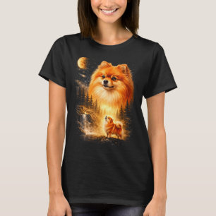 Camiseta Pomerania aullando a la luna vintage místico do