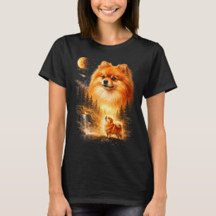 Camiseta Pomerania aullando a la luna vintage místico hacer