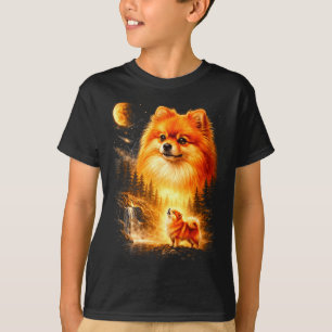 Camiseta Pomerania aullando a la luna vintage místico hacer