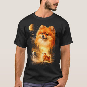 Camiseta Pomerania aullando a la luna vintage místico hacer
