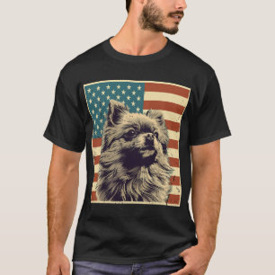 Camiseta Pomerania Bandera Americana Vintage Amante Perro P
