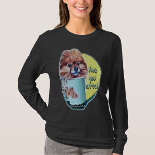 Camiseta Pomerania Bebiendo Su Café Eres Latte