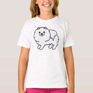 Camiseta Pomerania Blanca Perro de Dibujos Animados Lindo