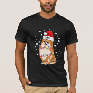 Camiseta Pomerania Cachorro de Perro Luz de Navidad