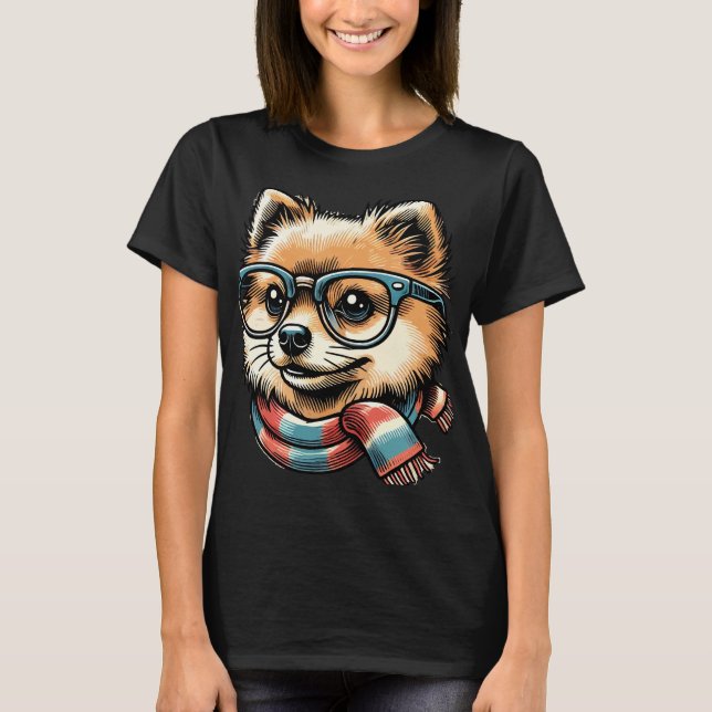 Camiseta Pomerania con anteojos (Anverso)