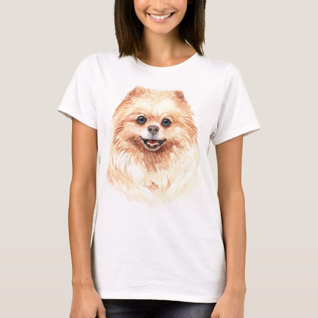 Camiseta Pomerania de acuarela (Anverso)